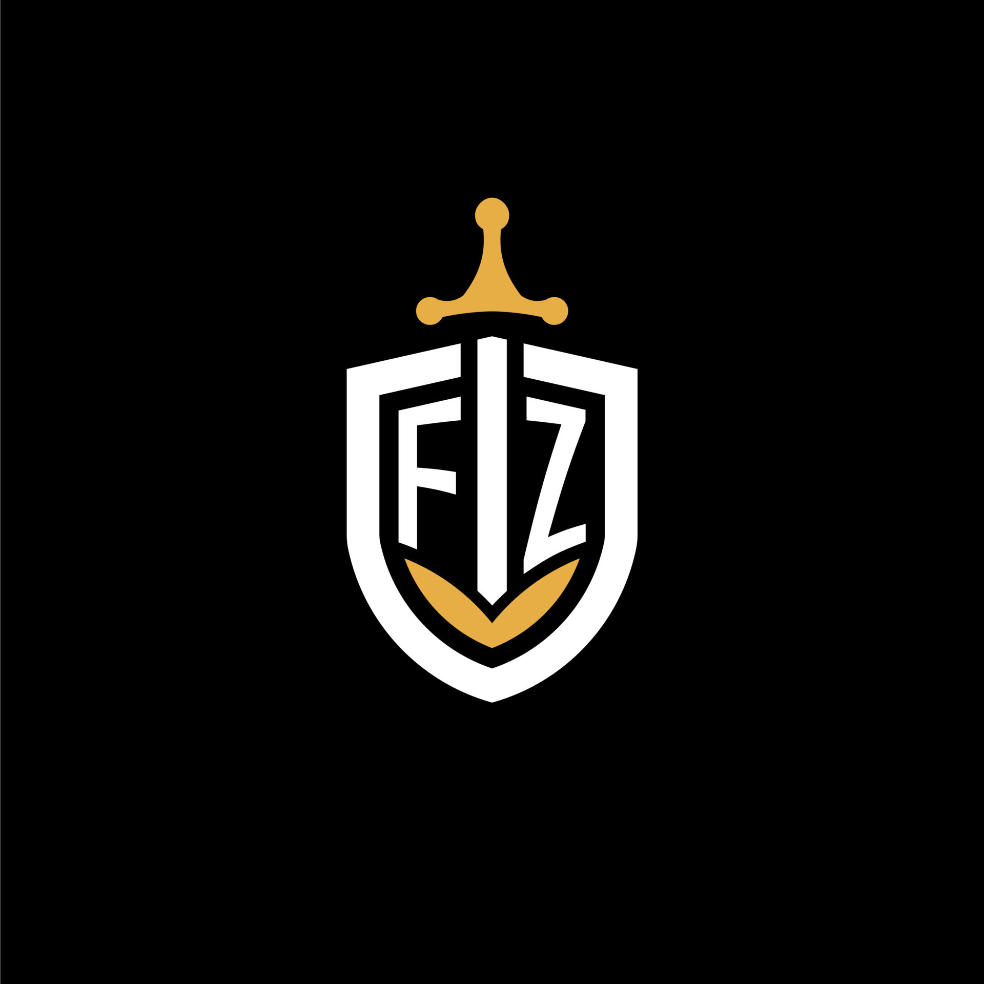 Creative letter FZ logo gaming esport with shield and sword design