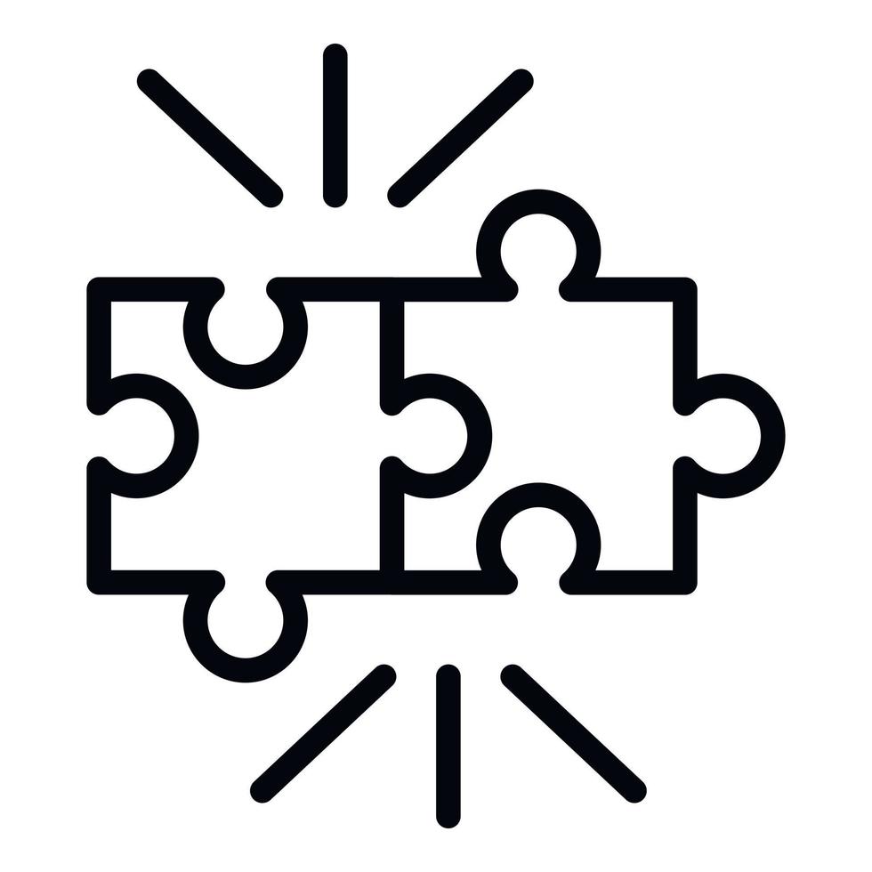 Puzzle pieces icon, outline style vector