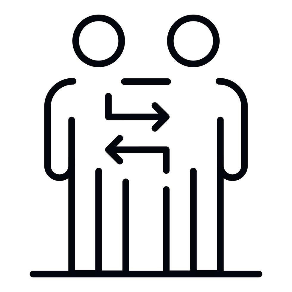 Interaction between partners icon, outline style vector