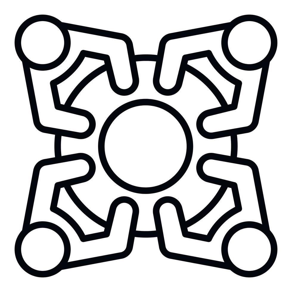 People at the round table icon, outline style vector