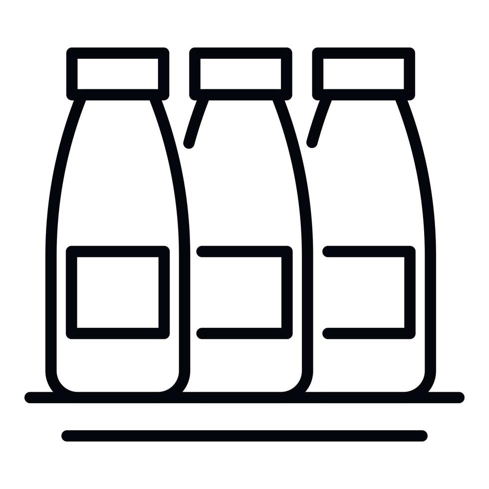 Three bottles of milk icon, outline style vector
