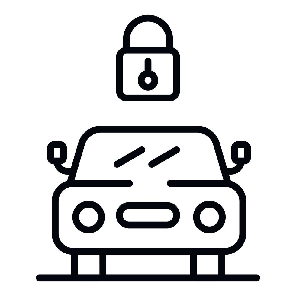 The lock above the car icon, outline style vector