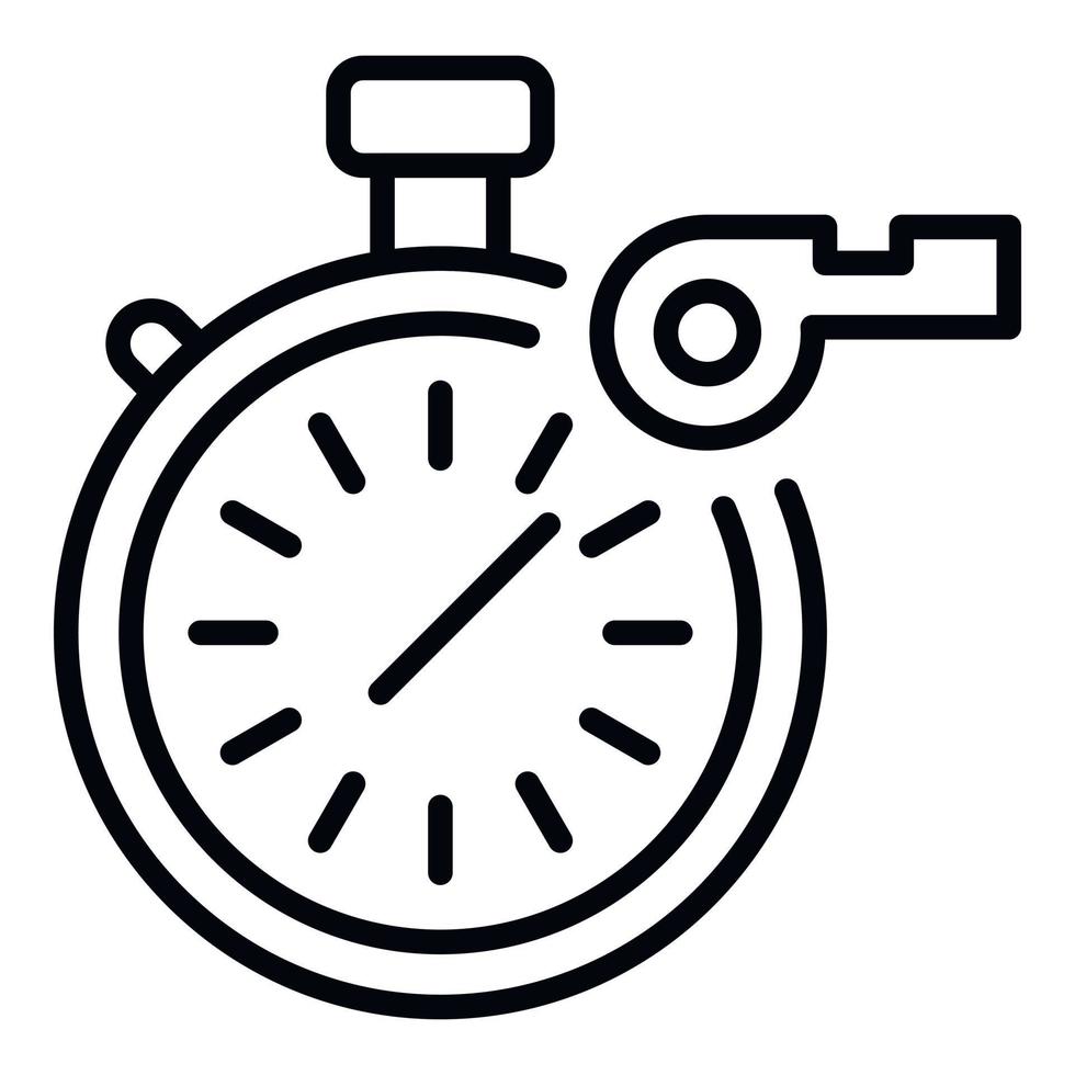 Stopwatch and whistle icon, outline style vector