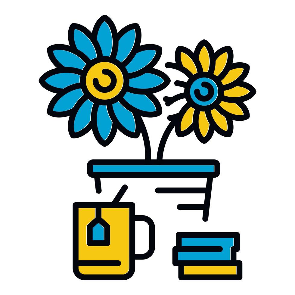 Desktop flower pot icon, outline style vector