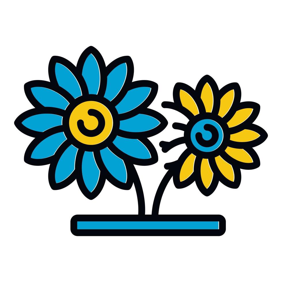 icono de maceta de flores, estilo de esquema vector