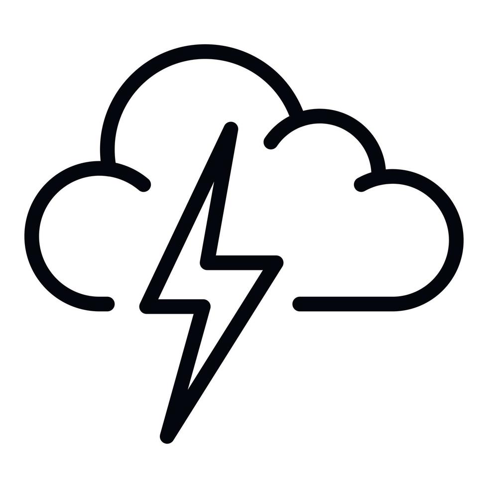 Lightning bolt cloud icon, outline style vector