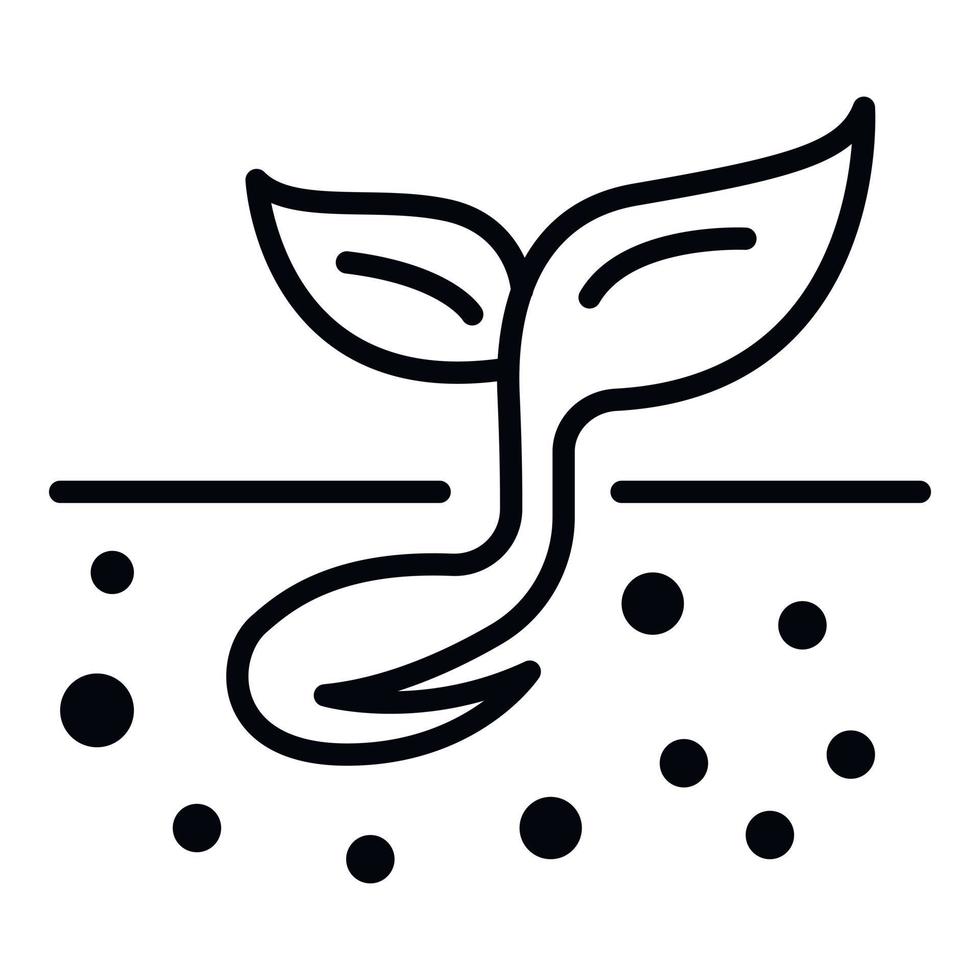 Sprouted seed icon, outline style vector