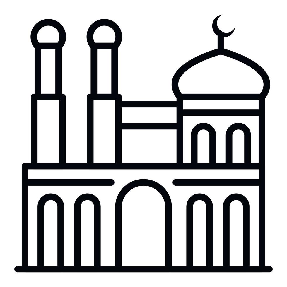 mezquita con icono de dos minaretes, estilo de esquema vector