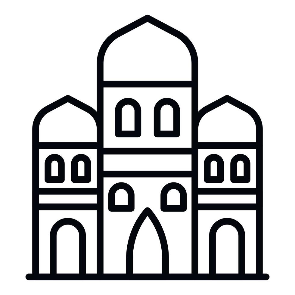 icono de tres torres árabes, estilo de esquema vector