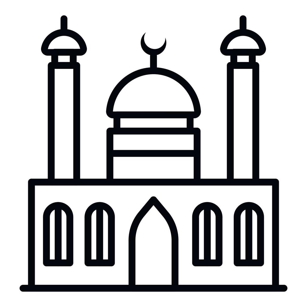 Mosque with two minarets icon, outline style vector