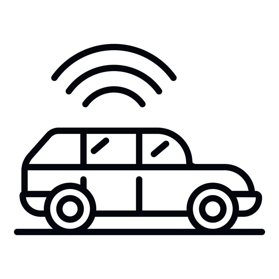 Car and GPS icon, outline style vector