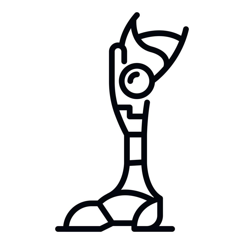 Metal prosthetic leg icon, outline style vector
