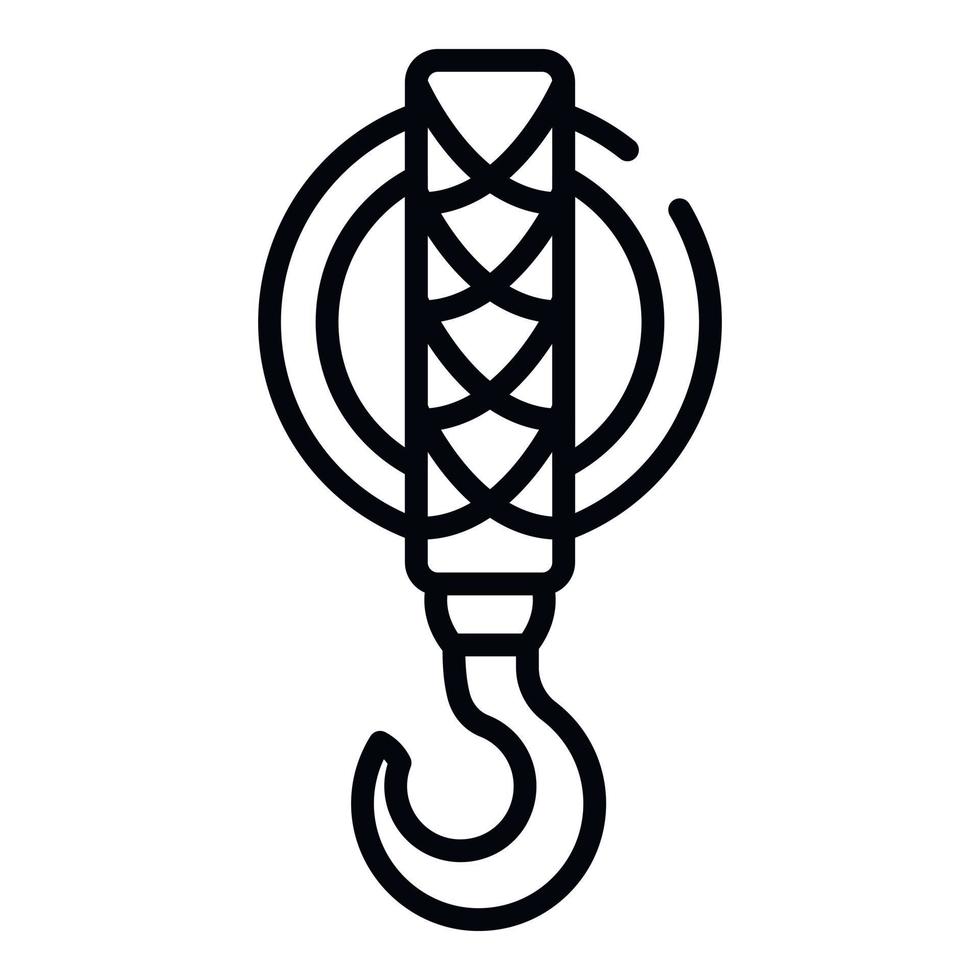 Steel hook crane icon, outline style vector