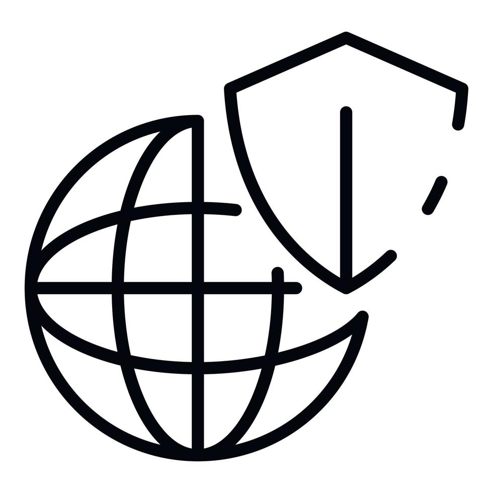 Secured web icon, outline style vector