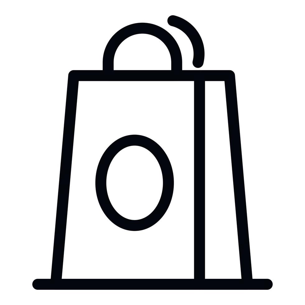icono de bolsa de papel de tienda, estilo de esquema vector