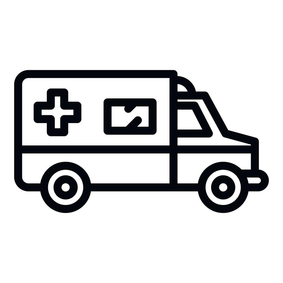 Rescue ambulance icon, outline style vector