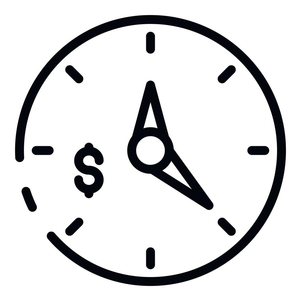 Money clock icon, outline style vector