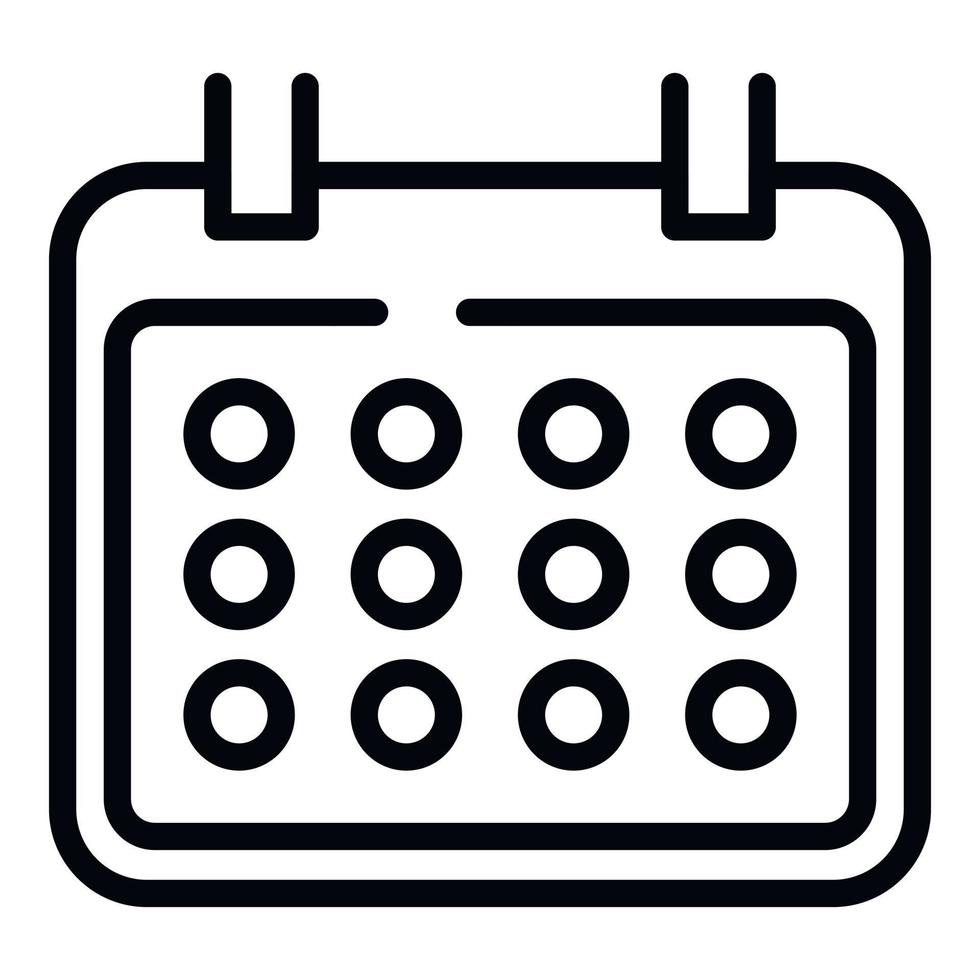 Calendar with rounded corners icon, outline style vector
