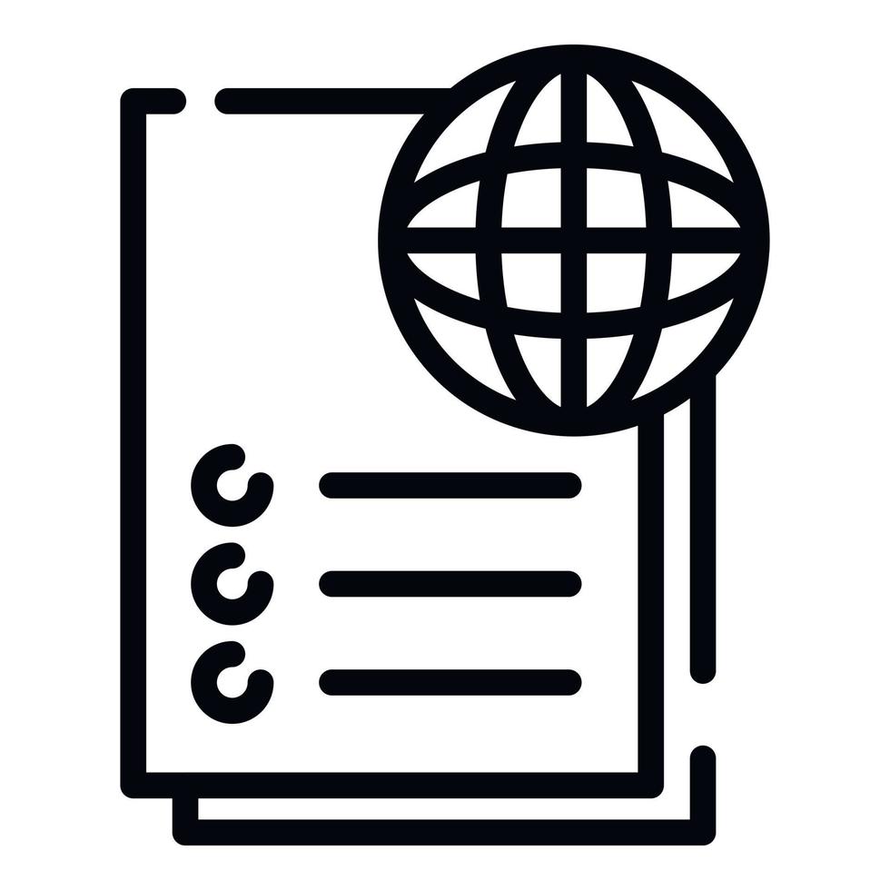 Globe and documents icon, outline style vector