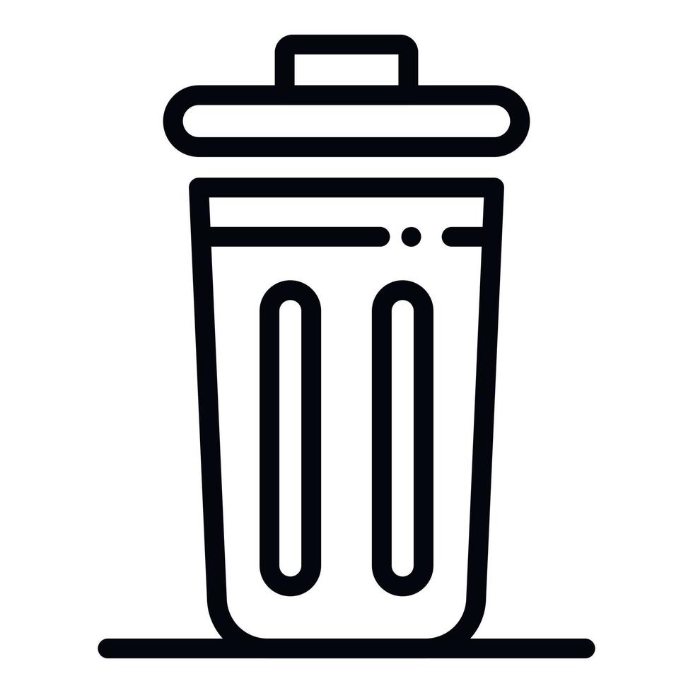 Metal trash can icon, outline style vector