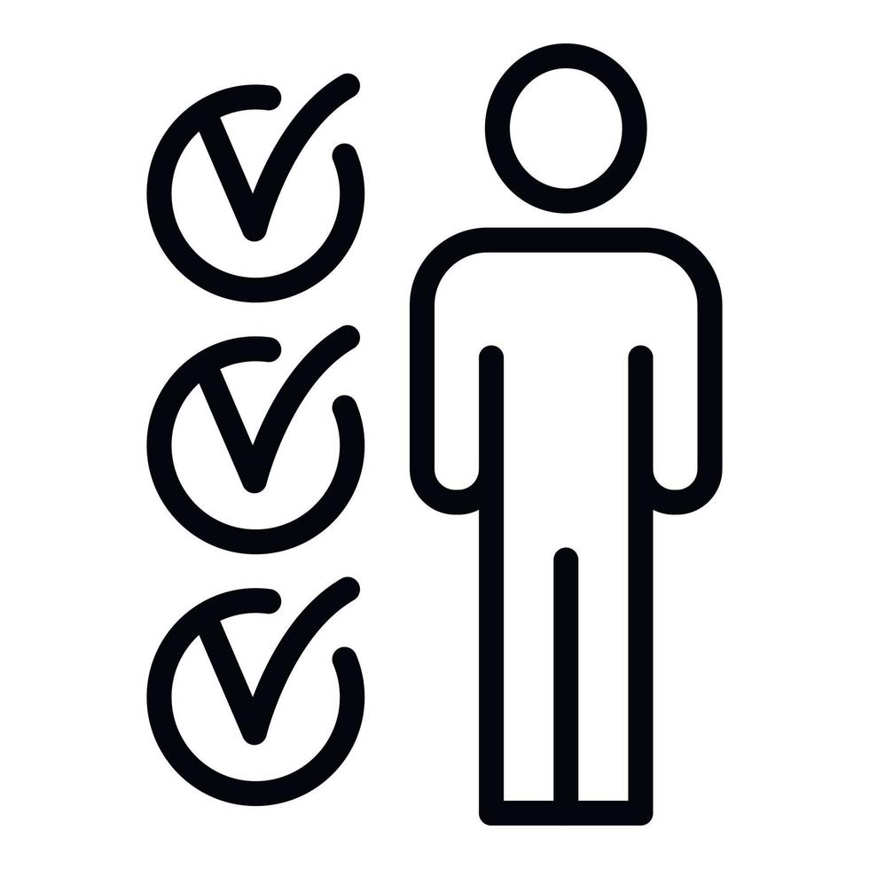 Man checklist data icon, outline style vector