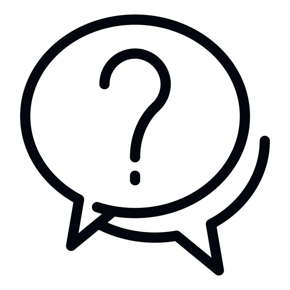 Question chat icon, outline style vector