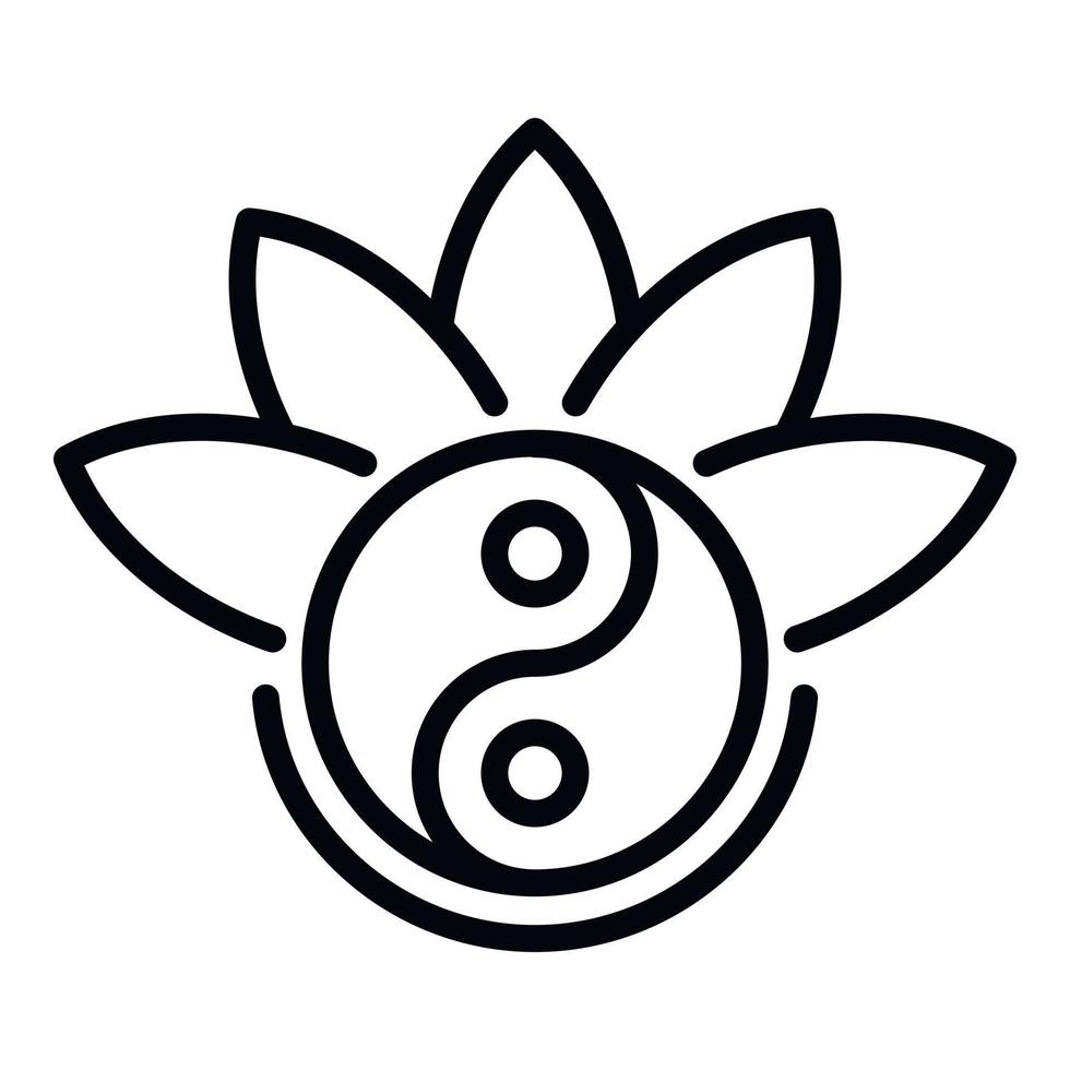 Yin yang lotus icon, outline style vector
