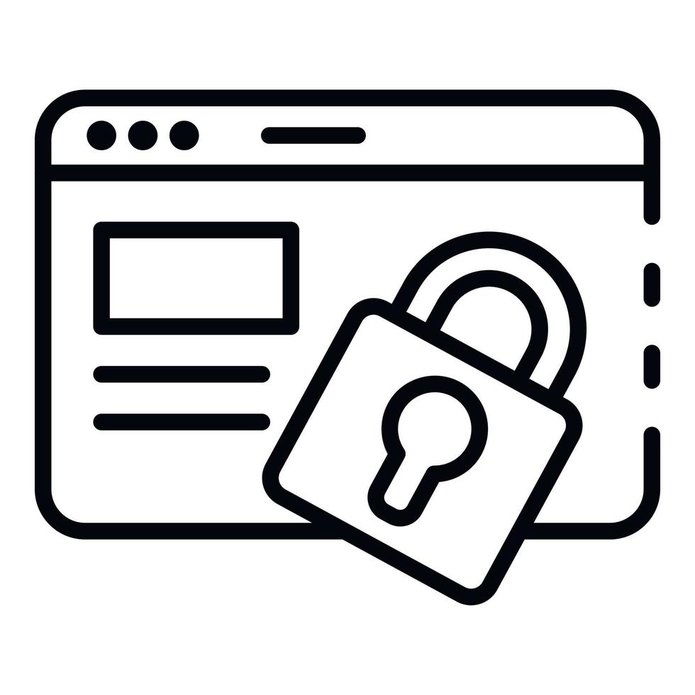 Web page locked icon, outline style vector