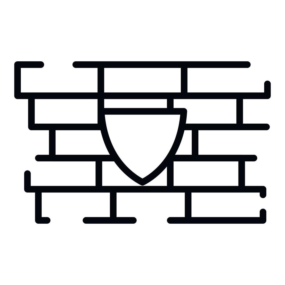 Shield firewall icon, outline style vector