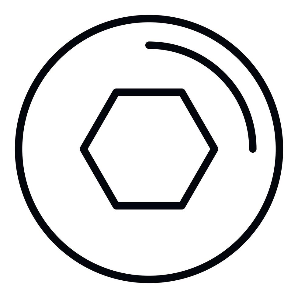 Allen key bolt icon, outline style vector