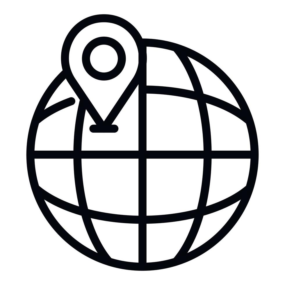 Globe and location icon, outline style vector