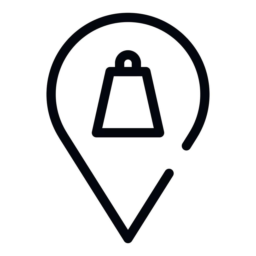 Mall map pin icon, outline style vector