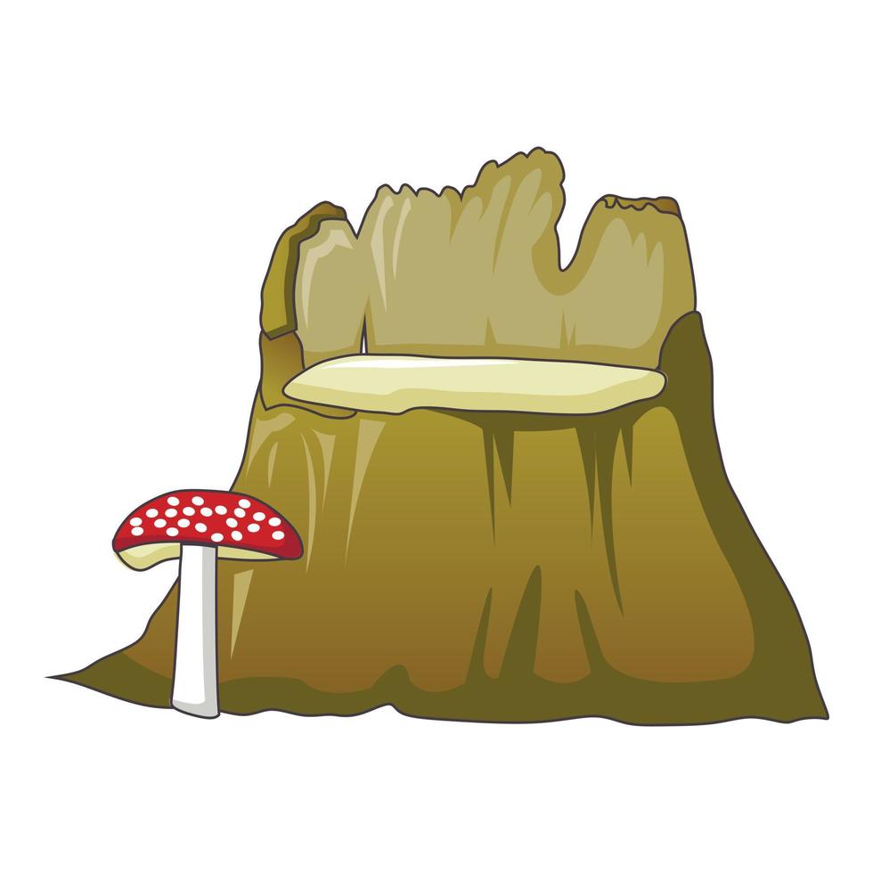 Stump red mushroom icon, cartoon style vector