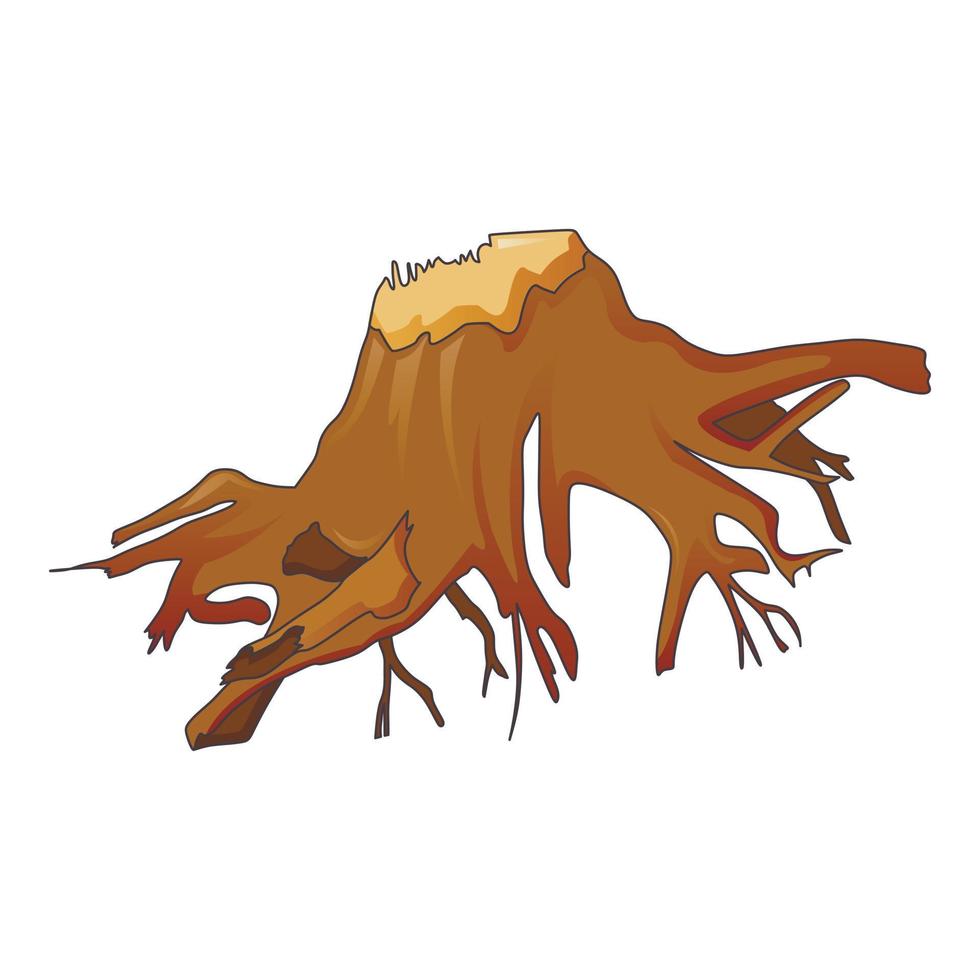 icono de tocón de árbol de tierra, estilo de dibujos animados vector