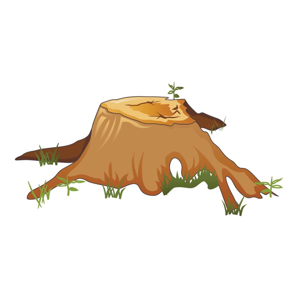 Natural tree stump icon, cartoon style vector