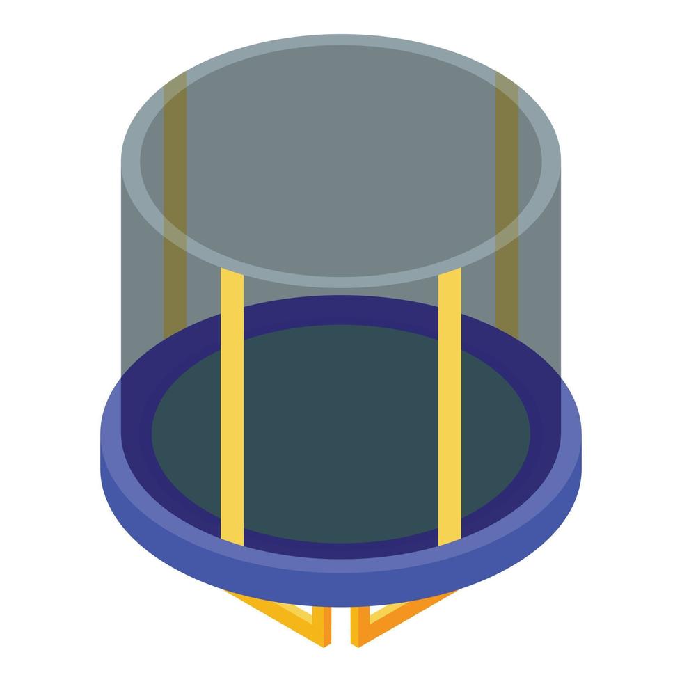 Protected trampoline icon, isometric style vector