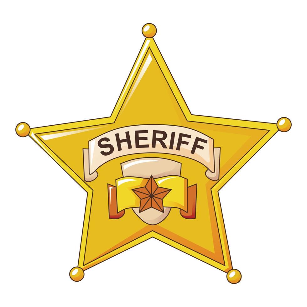Sheriff gold star icon, cartoon style vector