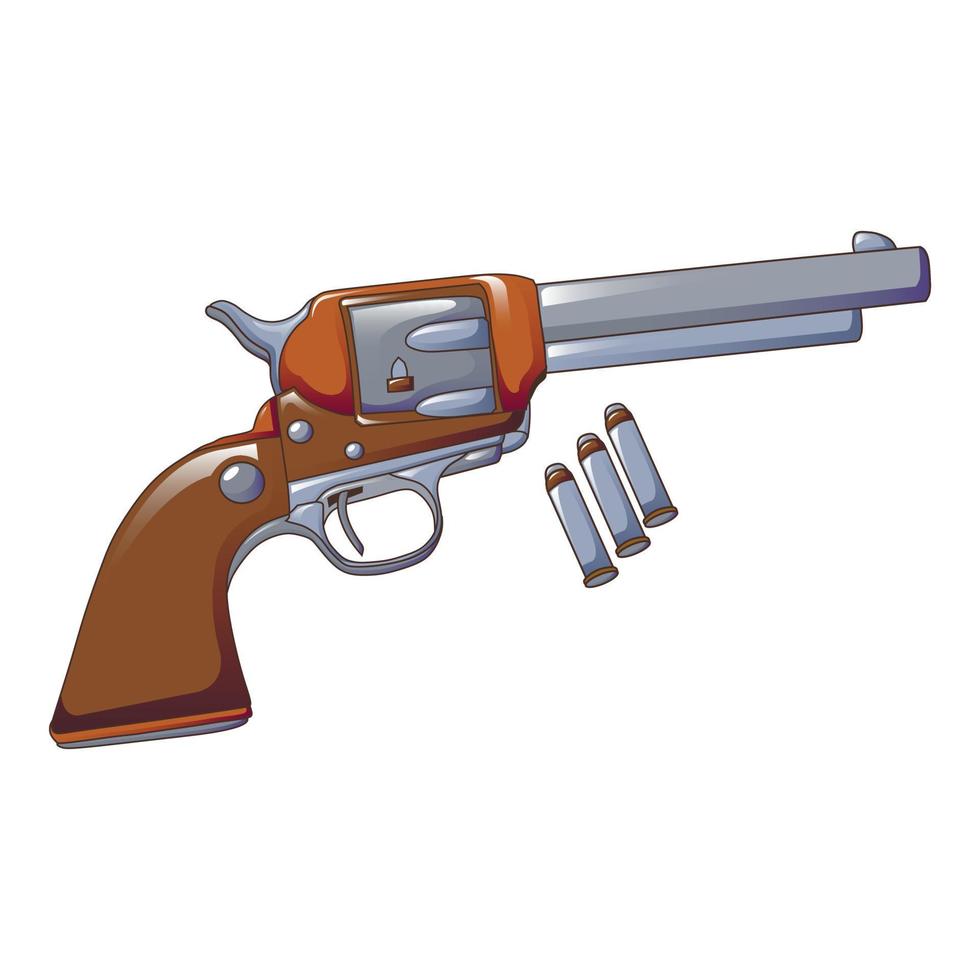 Revolver cowboy icon, cartoon style vector