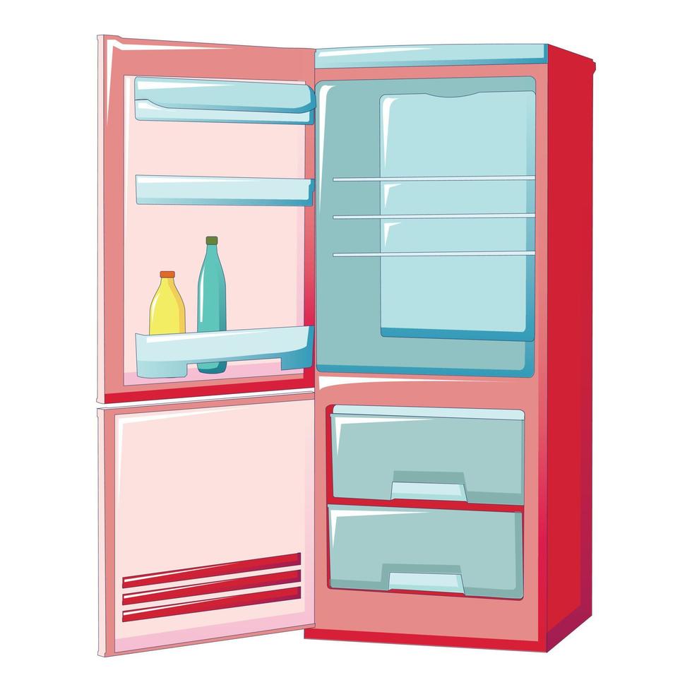 Open refrigerator icon, cartoon style vector