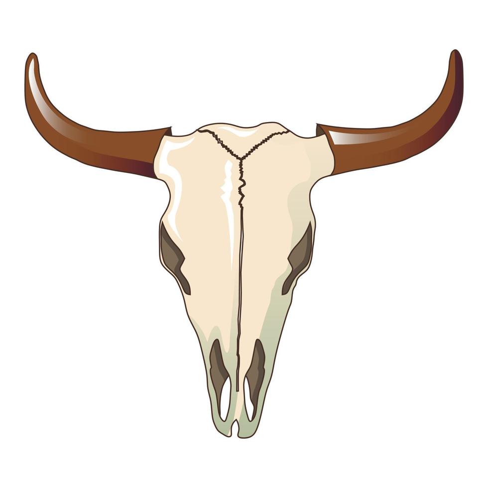 icono de cráneo de vaca, estilo de dibujos animados vector