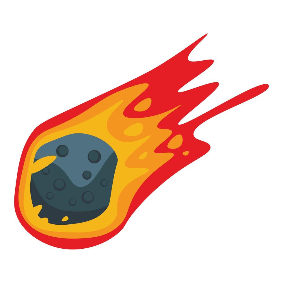 Falling meteorite icon, isometric style vector