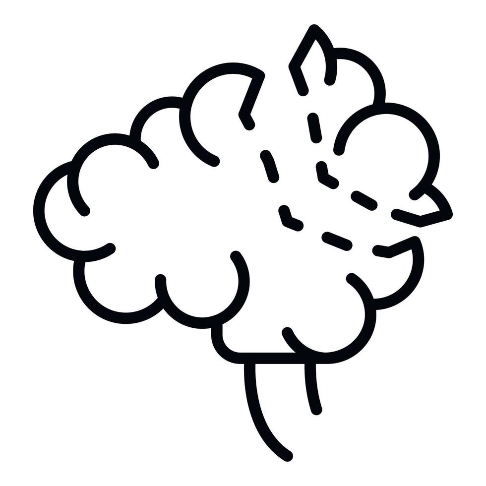 Brain cut icon, outline style vector