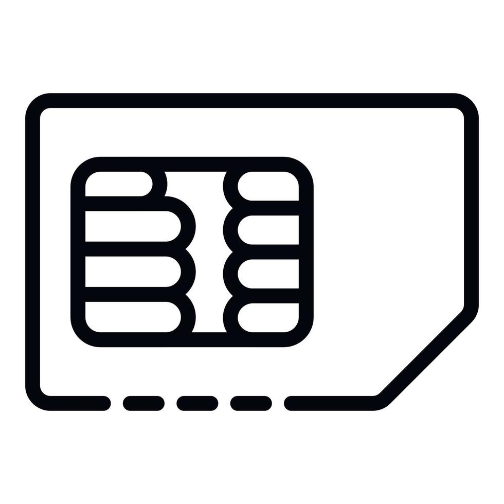 Phone sim card icon, outline style vector