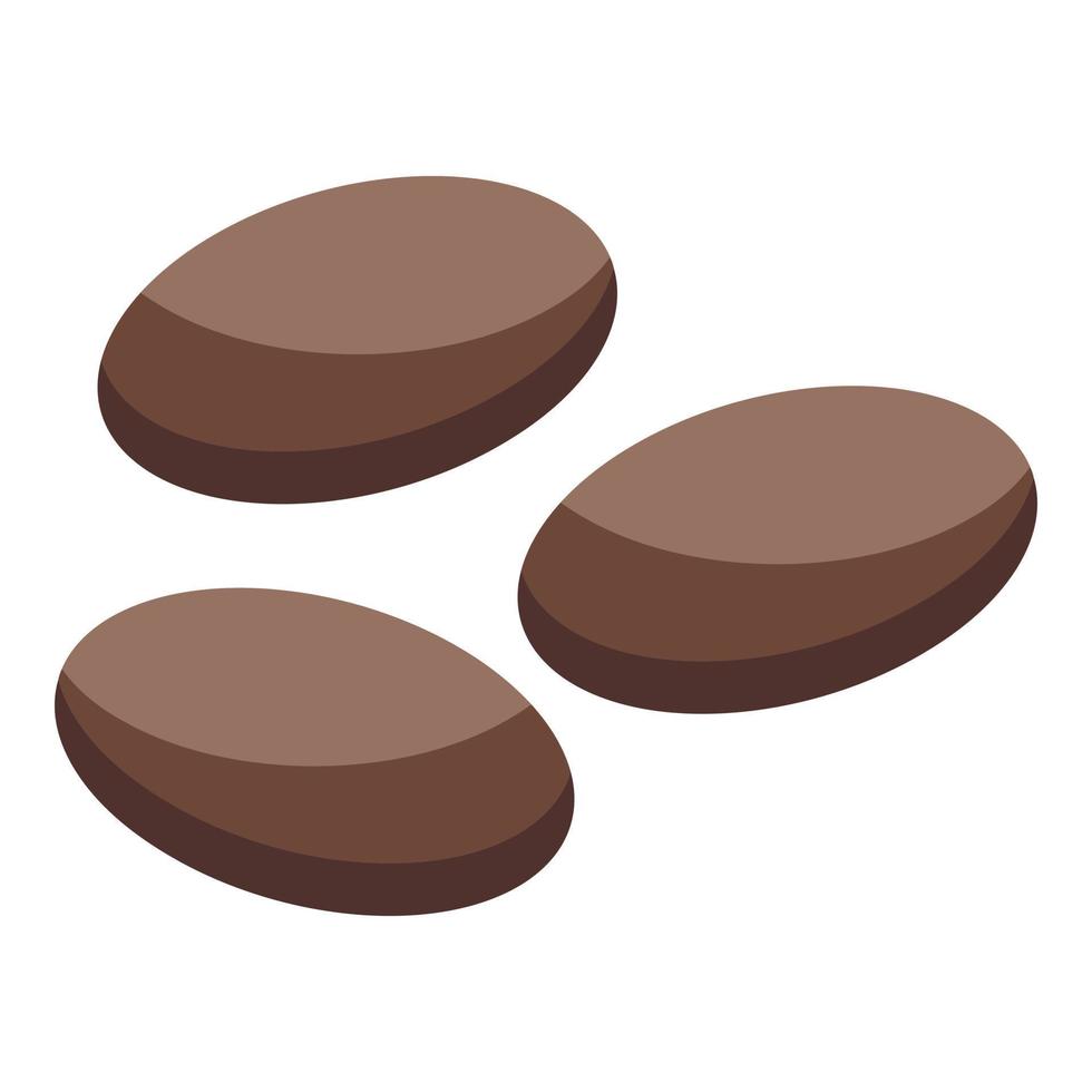 Cocoa beans icon, isometric style vector