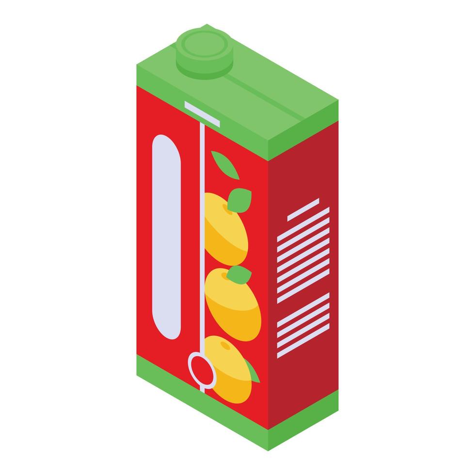 Juice peach pack icon, isometric style vector