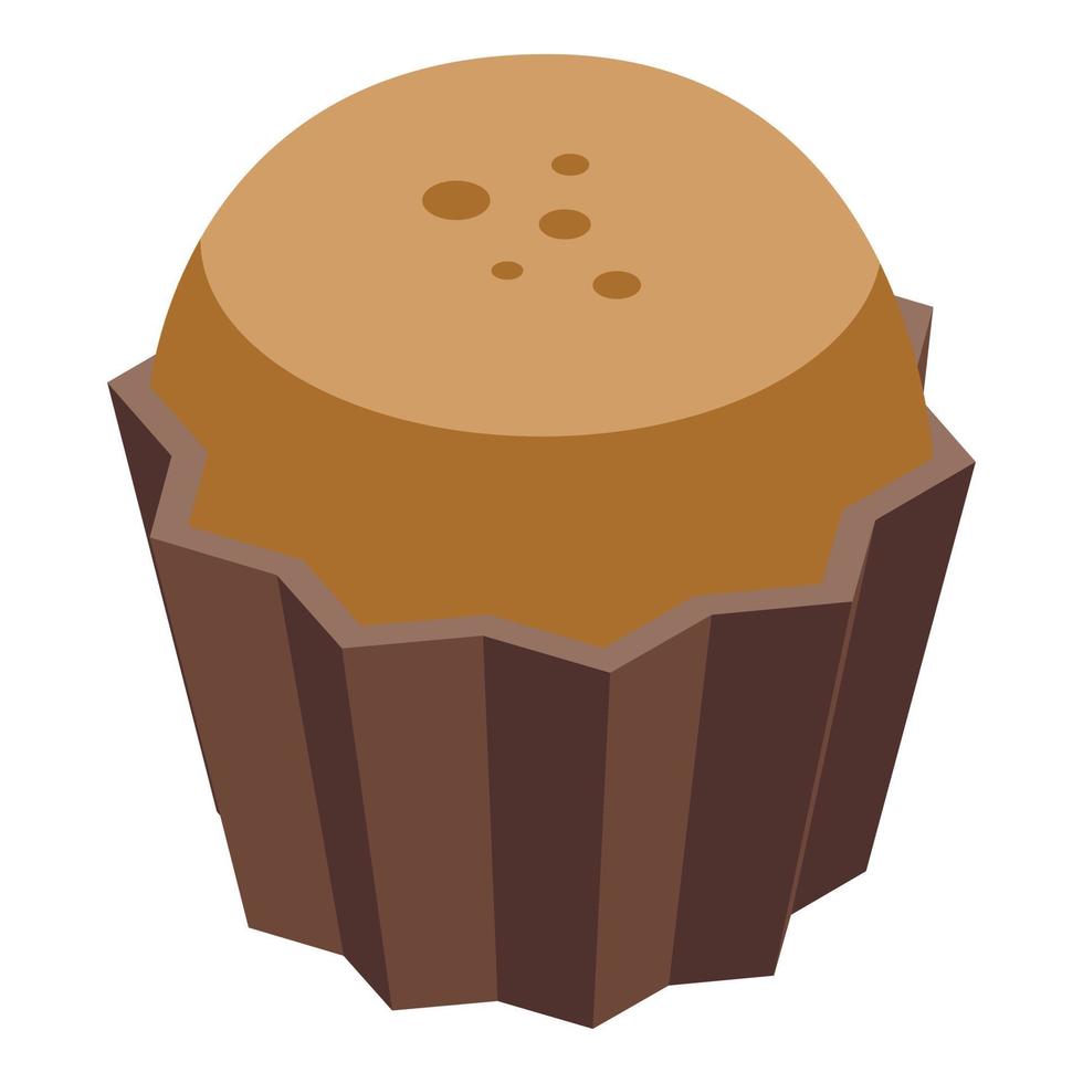 Cocoa cupcake icon, isometric style vector