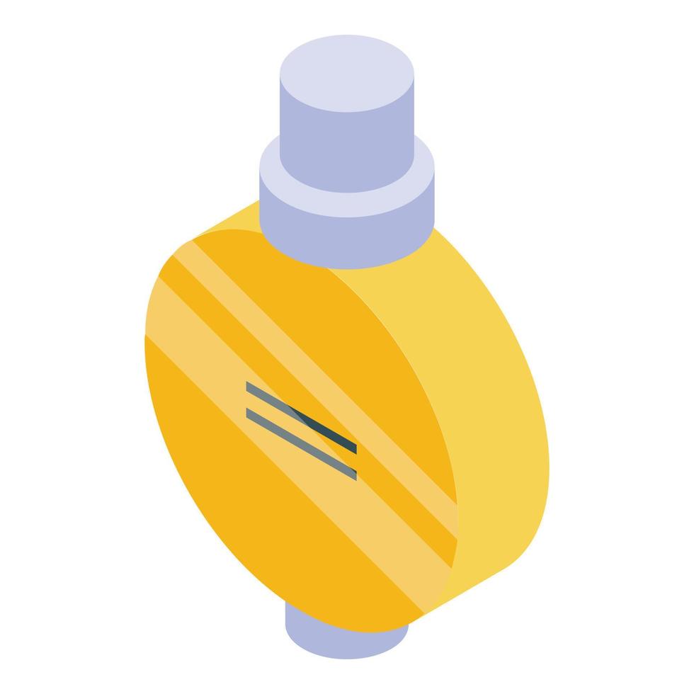 Gold fragrance bottle icon, isometric style vector