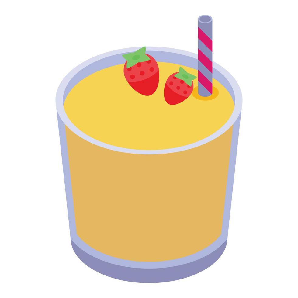 icono de batido amarillo, estilo isométrico vector