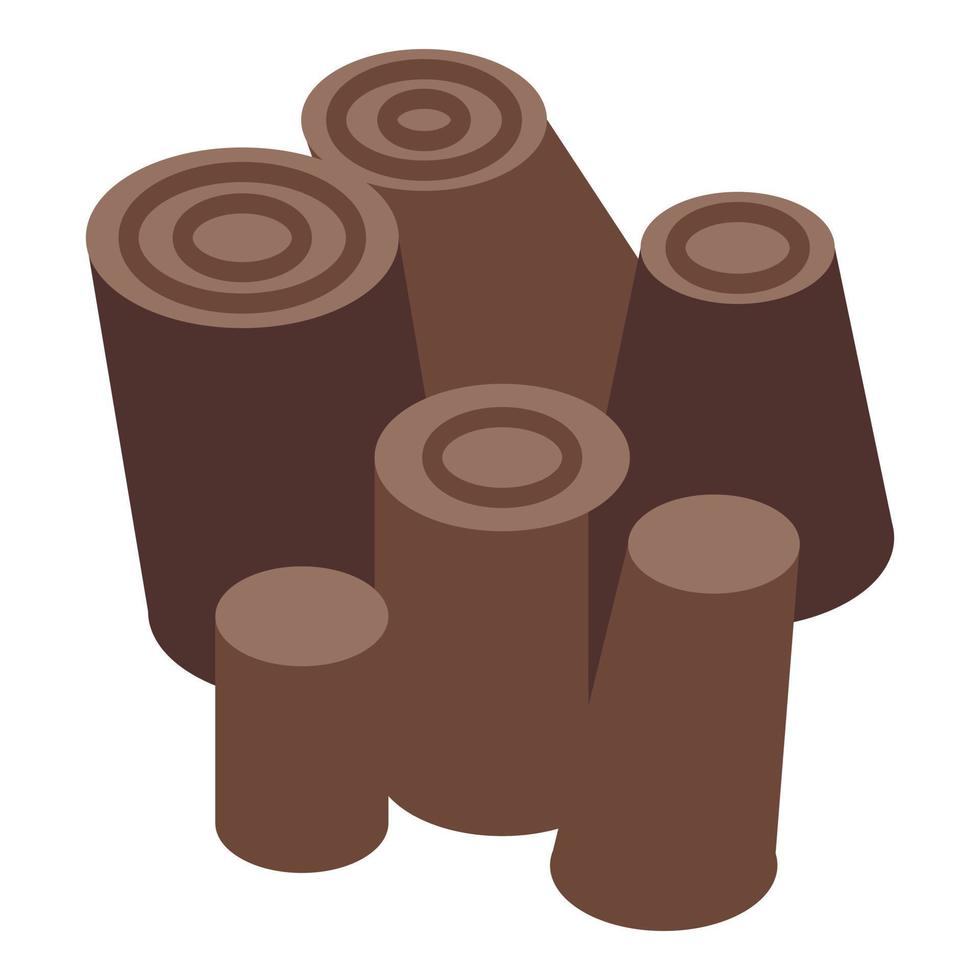 Tree stump stack icon, isometric style vector