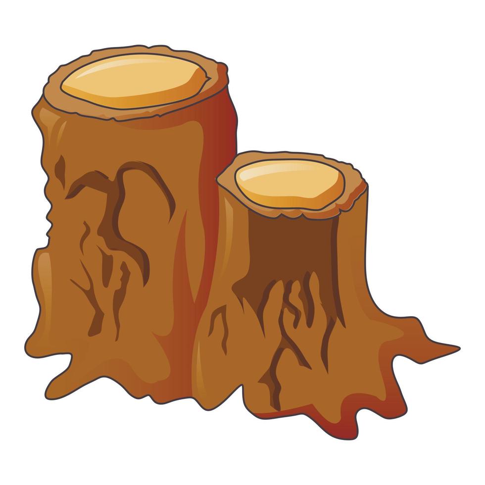 Double tree stump icon, cartoon style vector